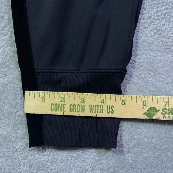 Athleta Venice Velvet Stripe Jogger Black Womens Size M Ribbed Waist Zip Pockets - Picture 4 of 16